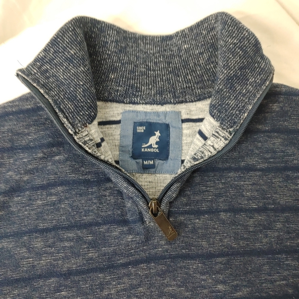 D2 Kangol Sweater Mens M Blue Pullover 1/4 Zip Lightweight Stretch Casual Preppy - Picture 7 of 10